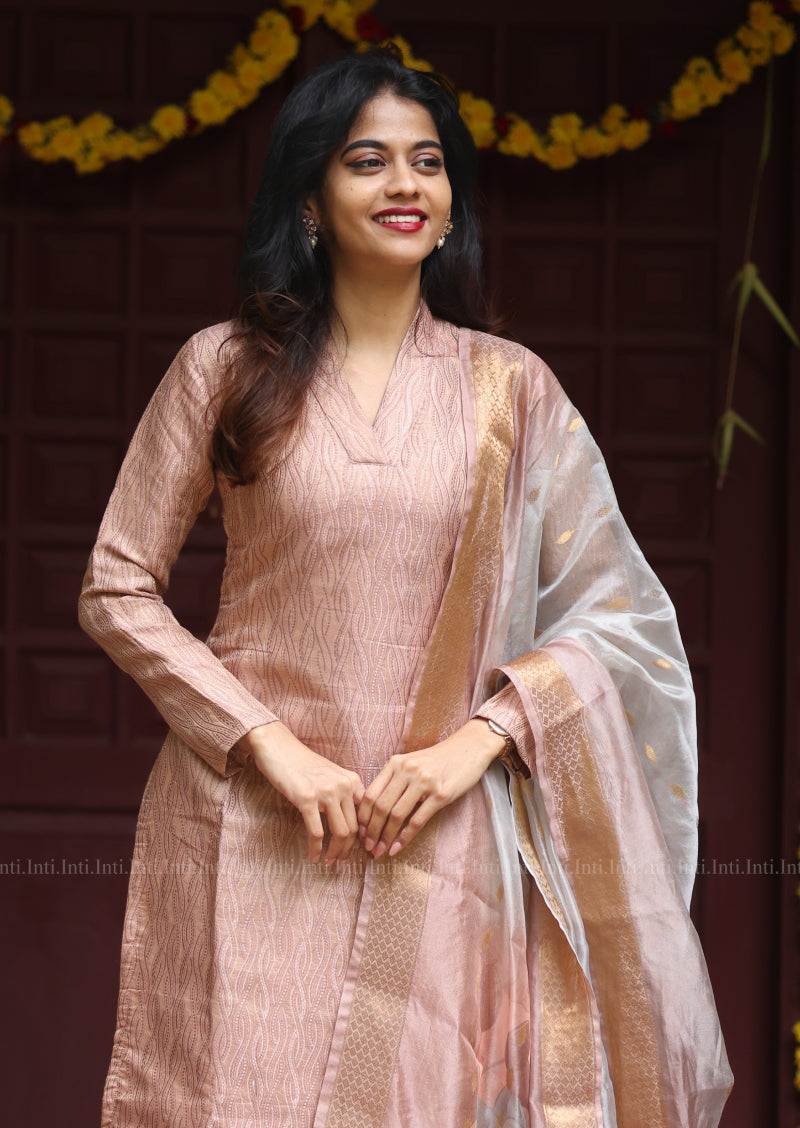 Brocade Bloom Top & Dupatta Set