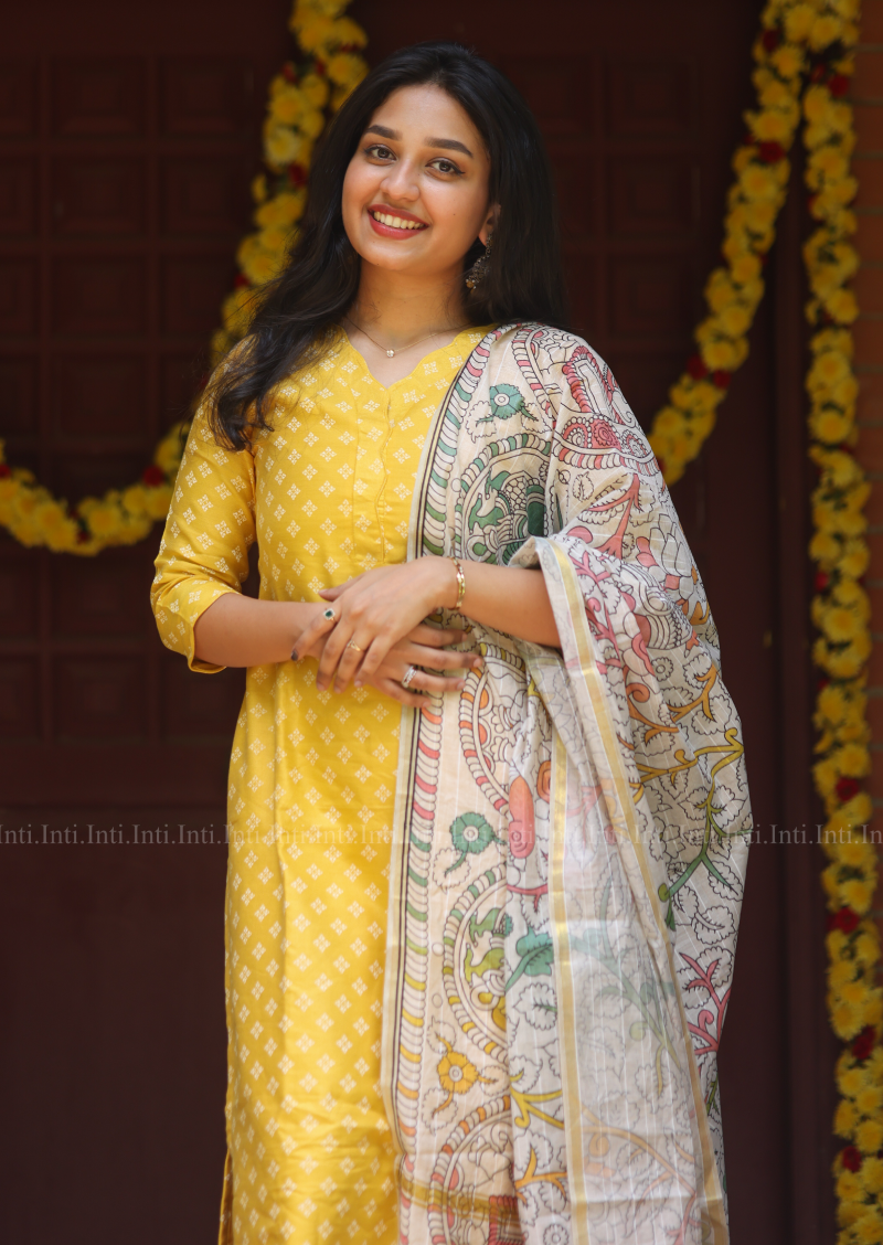 Canary Pearl Top & Dupatta
