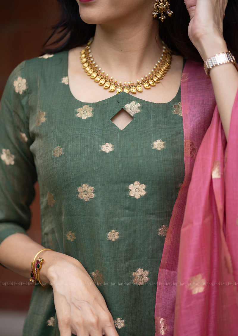 Celadon Haze Top & Dupatta Set