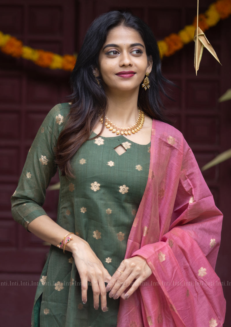 Celadon Haze Top & Dupatta Set