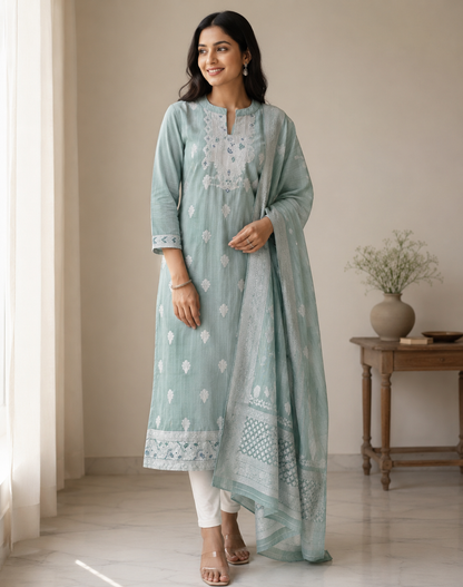 Mint Elysee Top & Dupatta Set