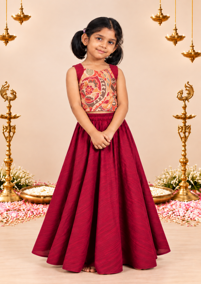 Cherry Chikoo Kids Crop Top & Skirt Set
