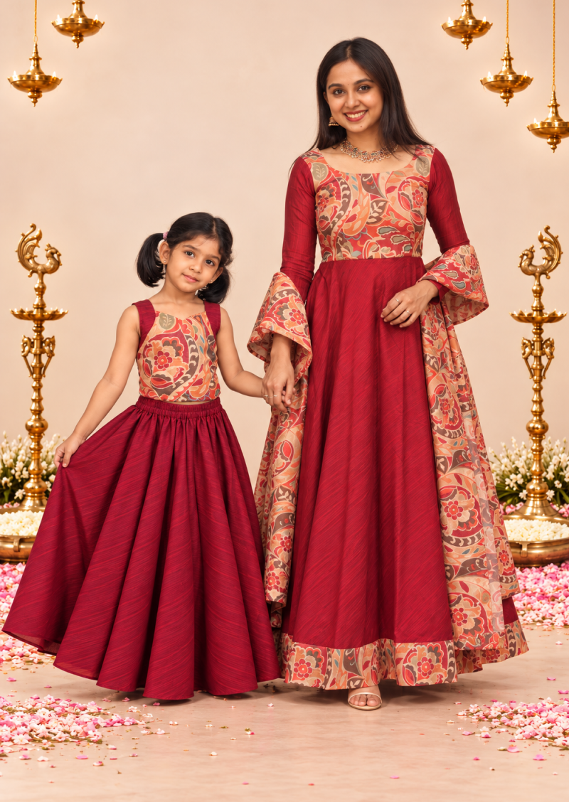 Cherry Chikoo Kids Crop Top & Skirt Set