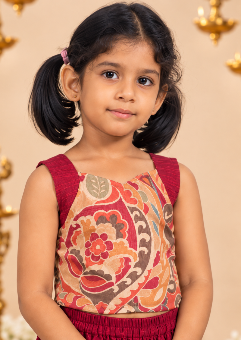 Cherry Chikoo Kids Crop Top & Skirt Set