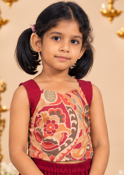 Cherry Chikoo Kids Crop Top & Skirt Set