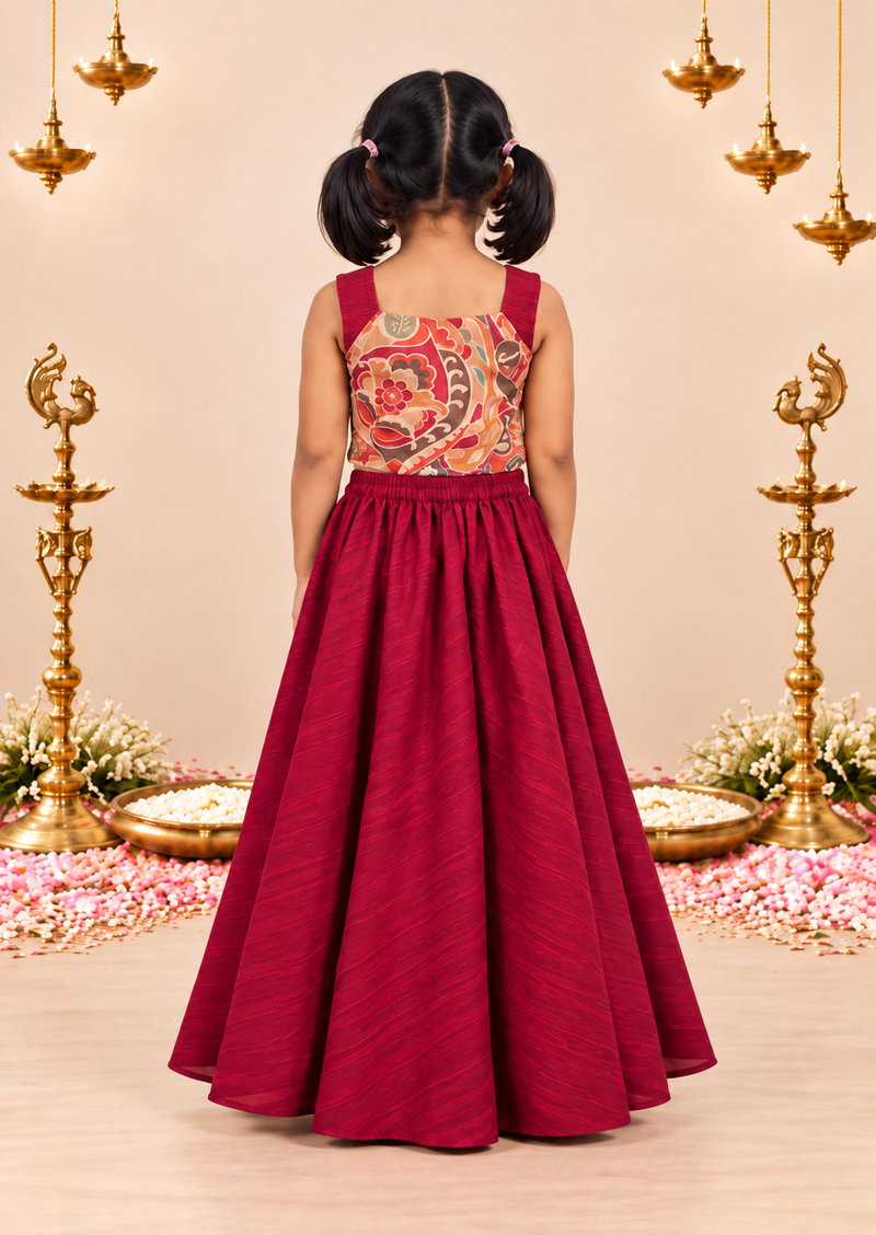 Cherry Chikoo Kids Crop Top & Skirt Set