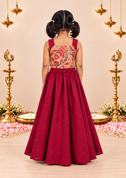 Cherry Chikoo Kids Crop Top & Skirt Set