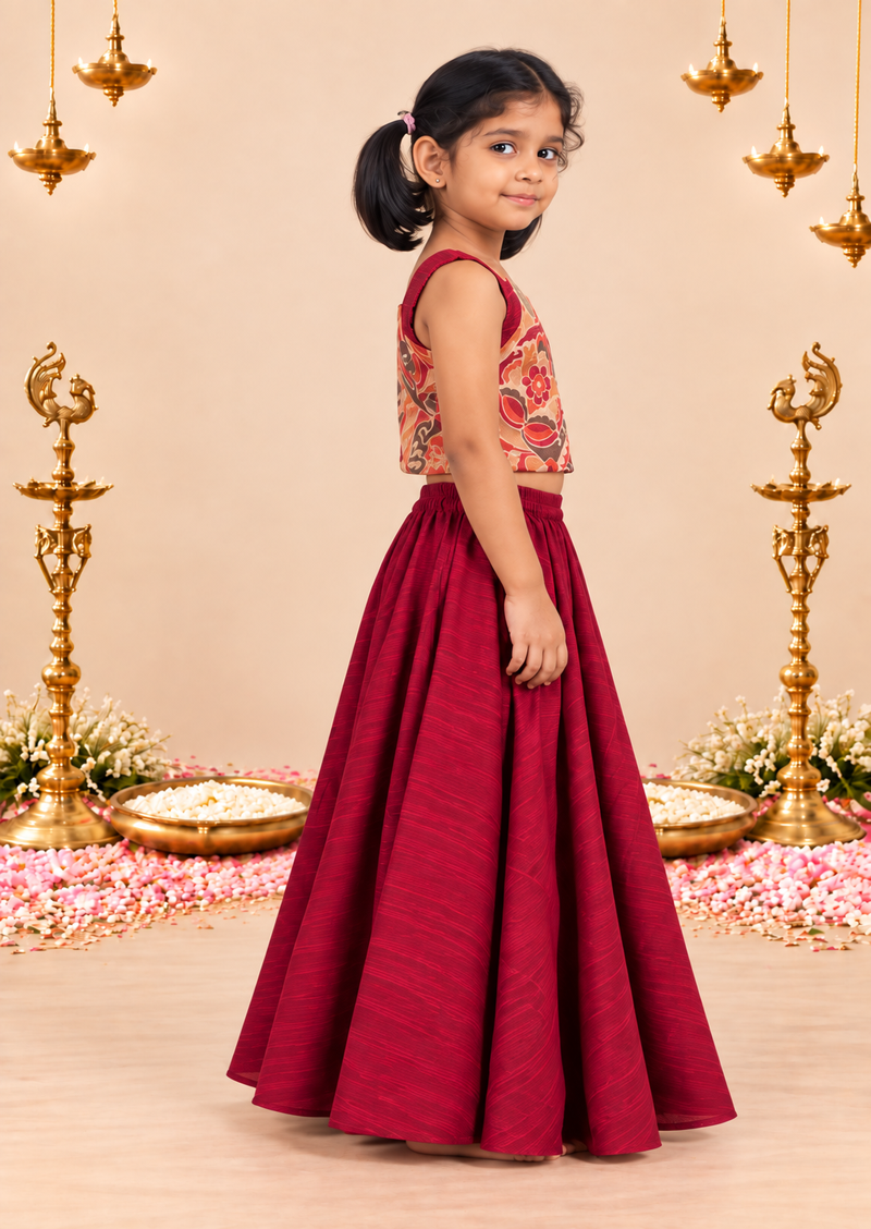 Cherry Chikoo Kids Crop Top & Skirt Set