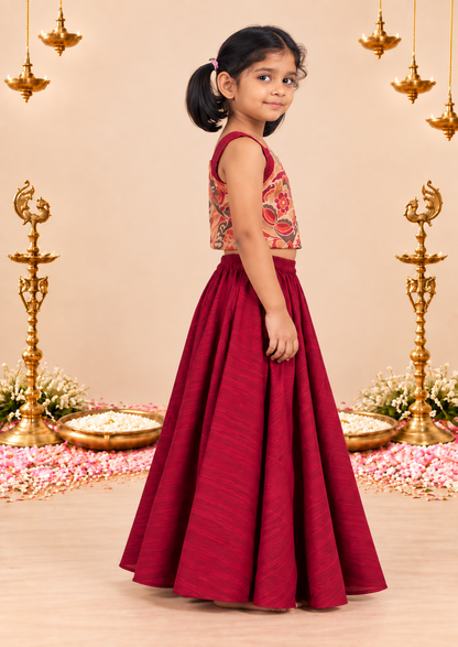 Cherry Chikoo Kids Crop Top & Skirt Set