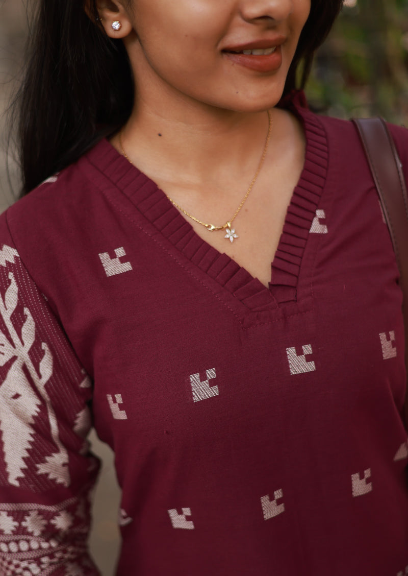 Claret Weaves Top and Pant Set