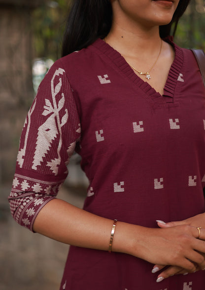 Claret Weaves Top and Pant Set