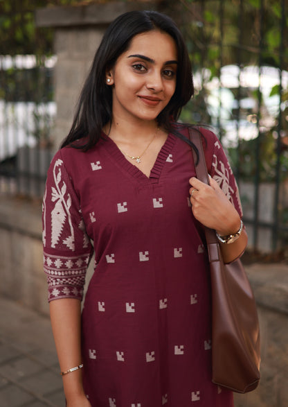 Claret Weaves Top and Pant Set