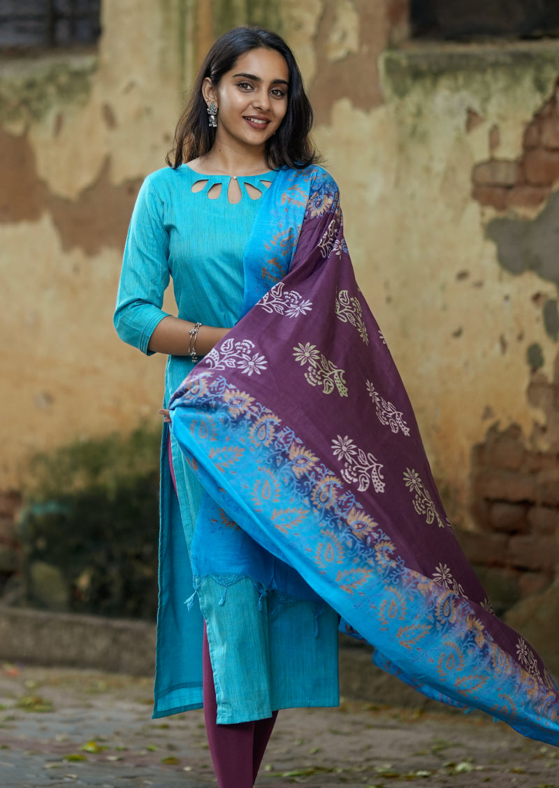 Cloudy Mist Top & Dupatta Set