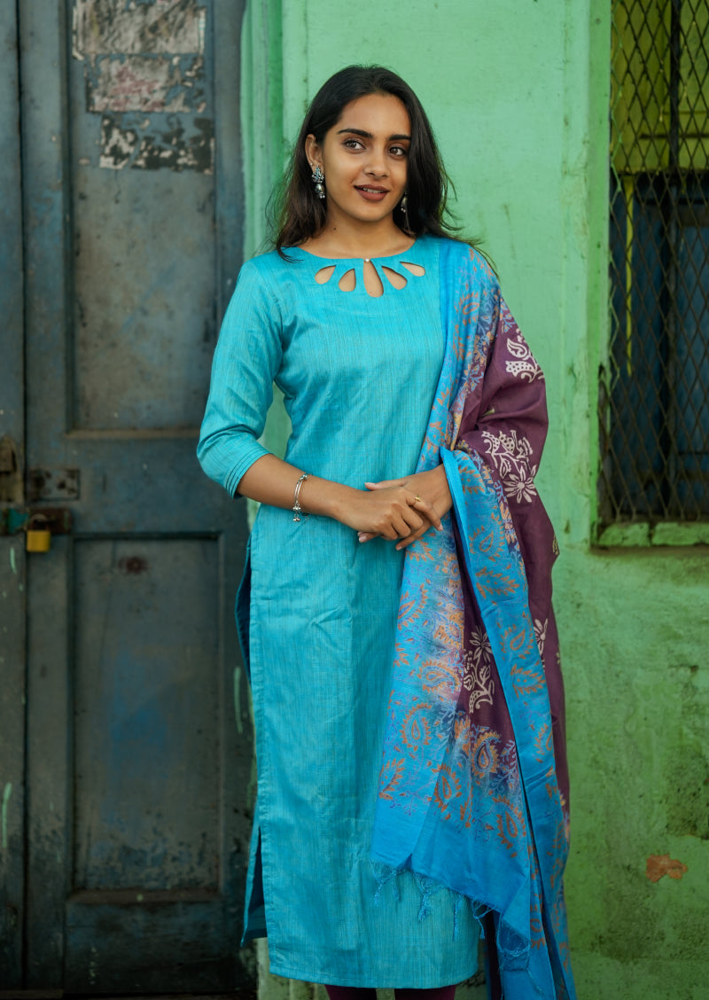 Cloudy Mist Top & Dupatta Set