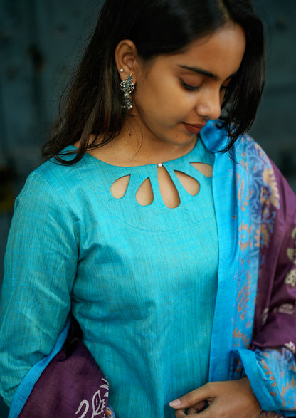 Cloudy Mist Top & Dupatta Set