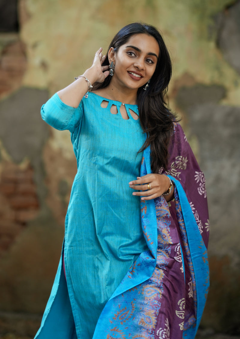 Cloudy Mist Top & Dupatta Set