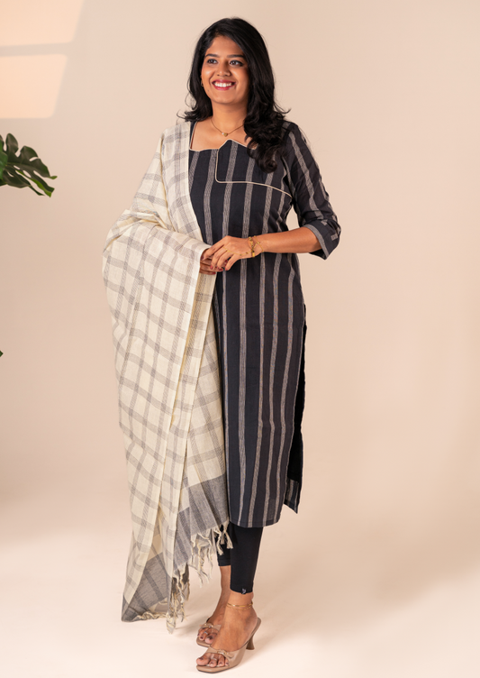 Crafted Ash Top & Dupatta Set