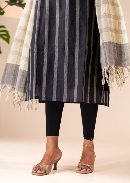 Crafted Ash Top & Dupatta Set