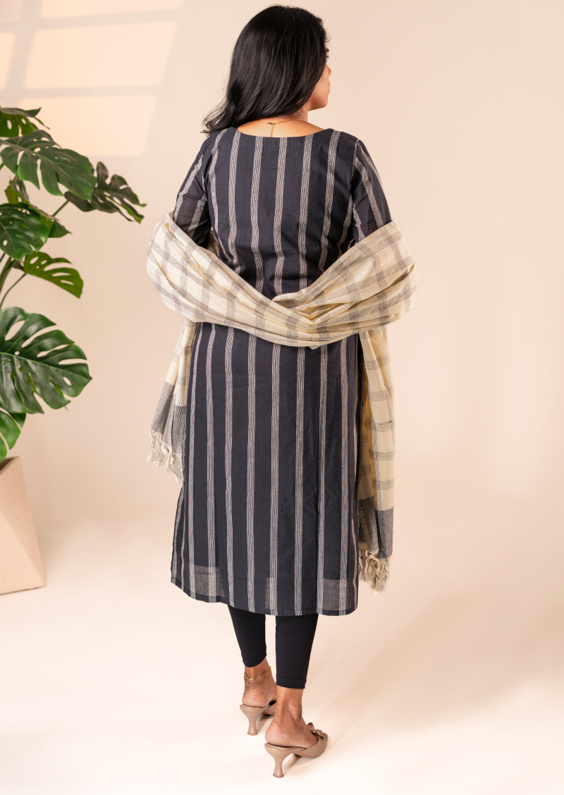 Crafted Ash Top & Dupatta Set