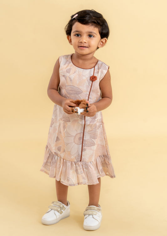 Creamy Petals A Line Frock