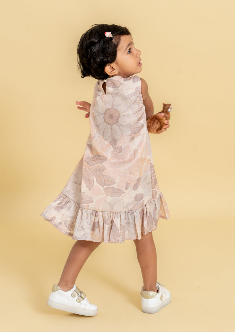 Creamy Petals A Line Frock