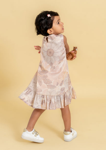 Creamy Petals A Line Frock