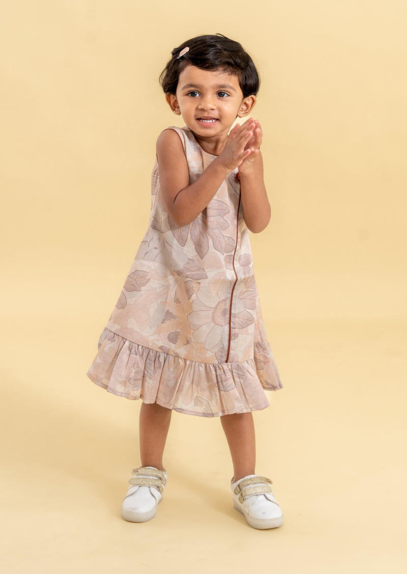 Creamy Petals A Line Frock