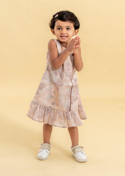 Creamy Petals A Line Frock