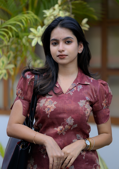 Burgundy Bloom Kurti