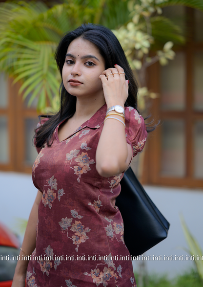 Burgundy Bloom Kurti