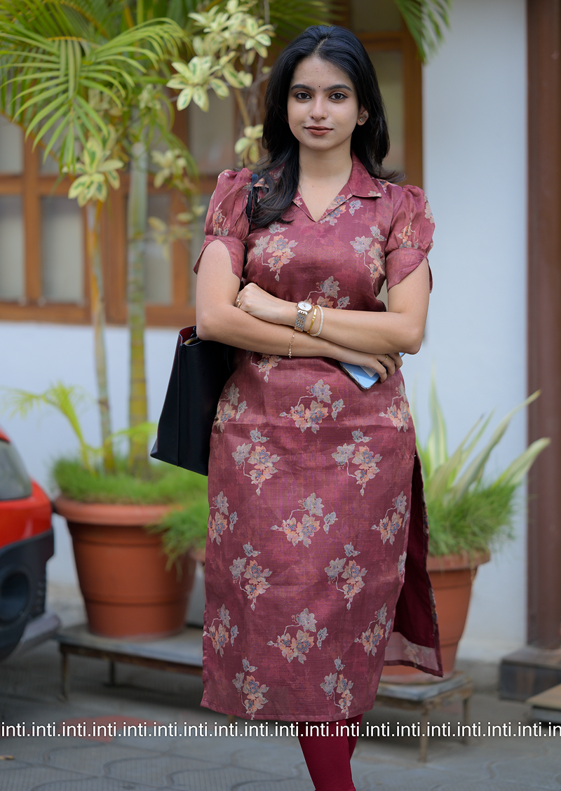 Burgundy Bloom Kurti