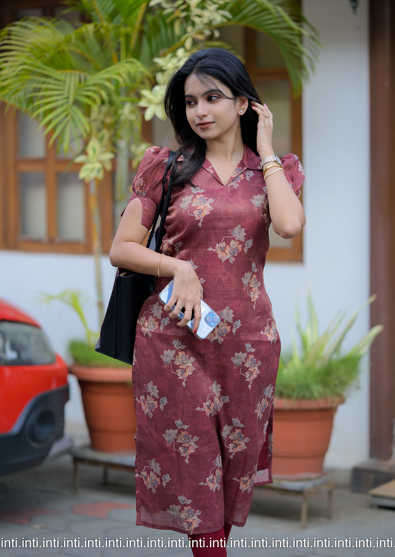 Burgundy Bloom Kurti