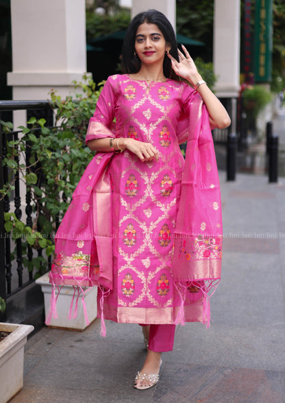 Deep Pink Drape Salwar Suit