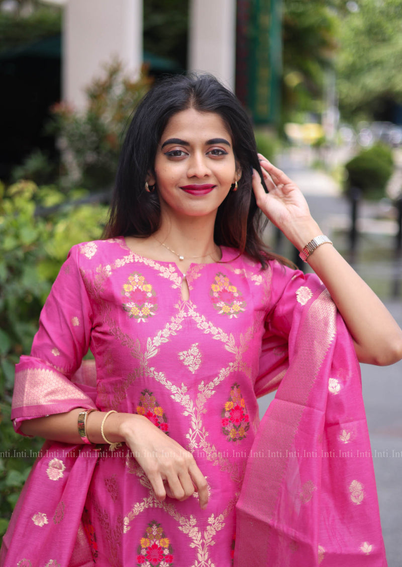 Deep Pink Drape Salwar Suit