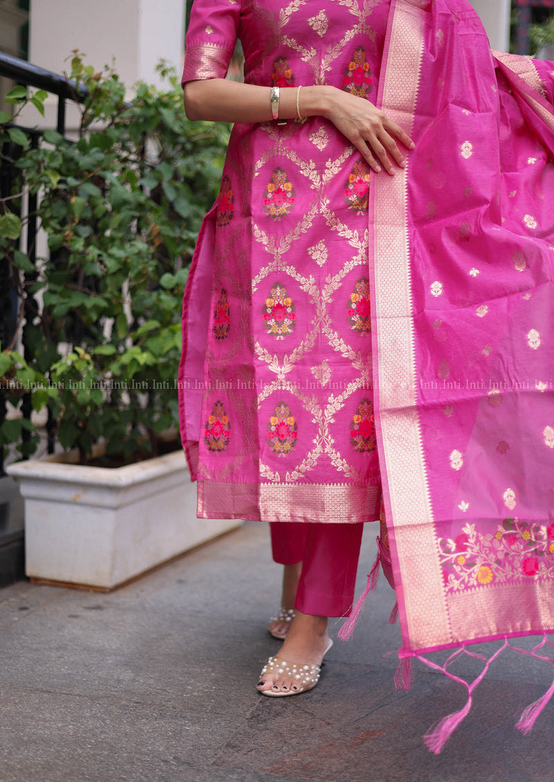 Deep Pink Drape Salwar Suit