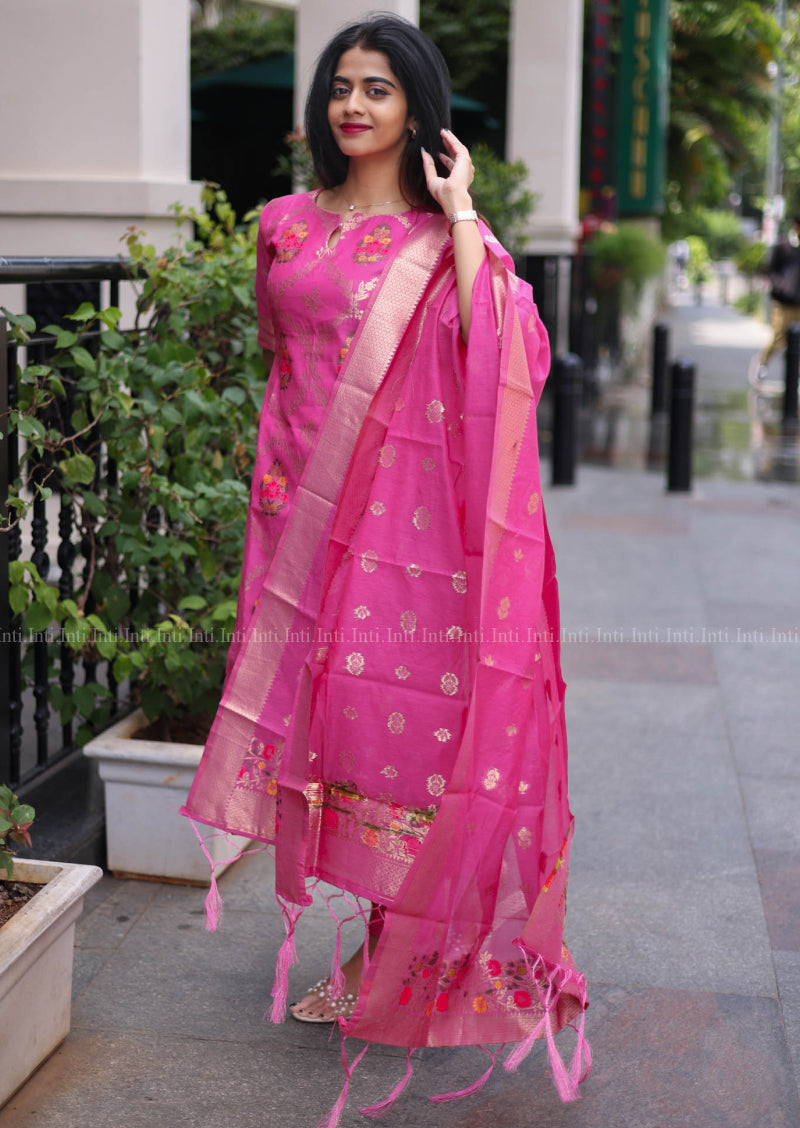 Deep Pink Drape Salwar Suit