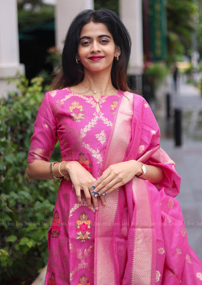 Deep Pink Drape Salwar Suit