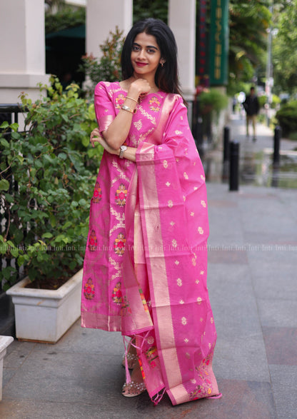 Deep Pink Drape Salwar Suit