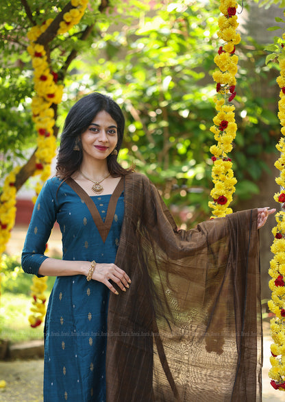 Deep Wood Teal Salwar Suit