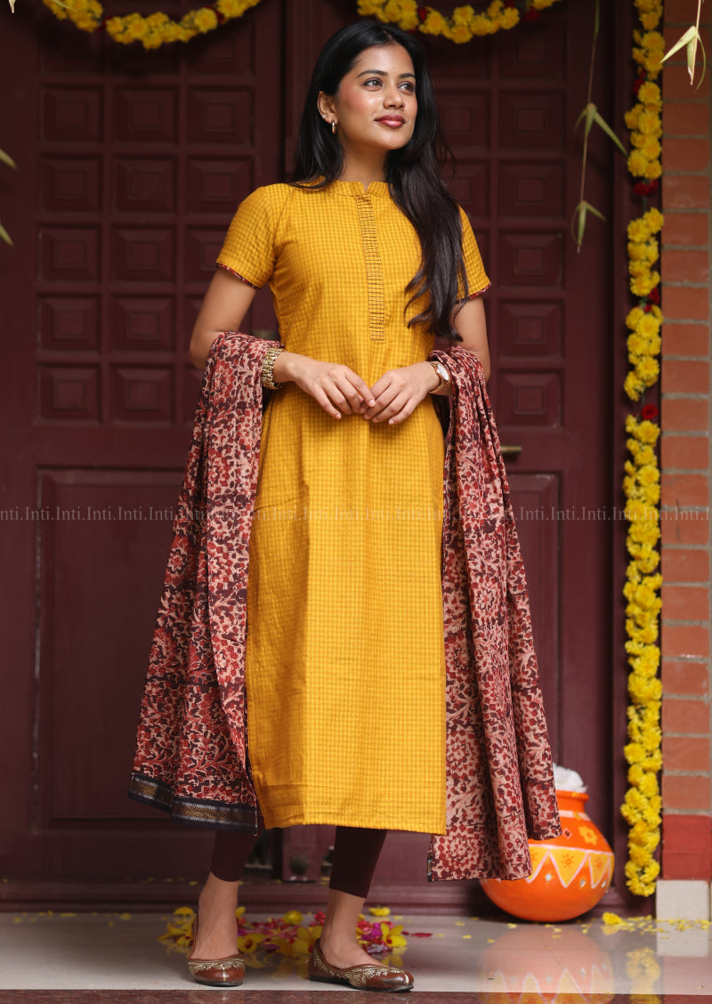 Dewy Amber Top & Dupatta Set