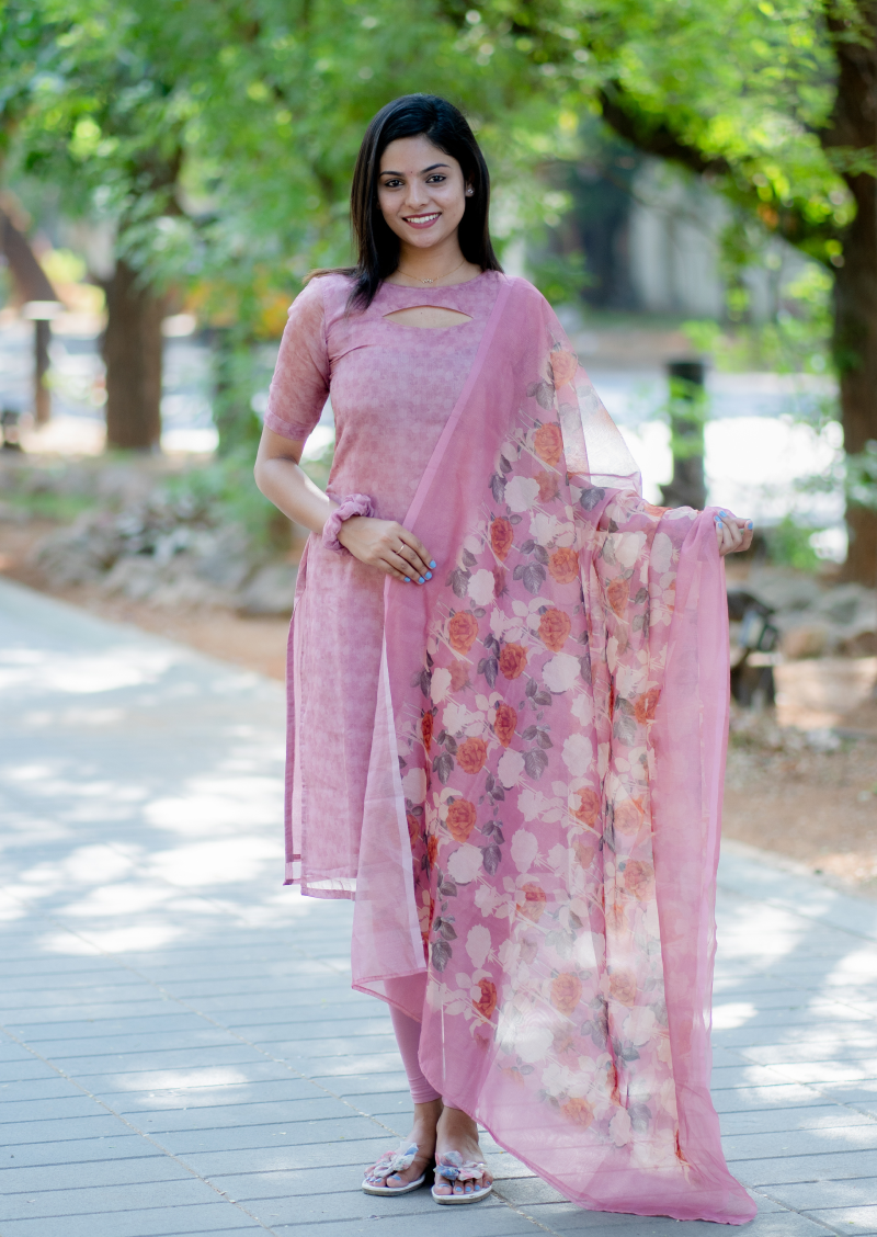 Dusky Rose- Top & Dupatta Set