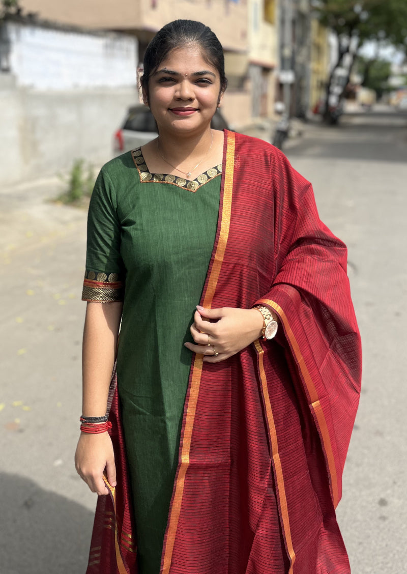 Emerald Grace Top & Dupatta Set