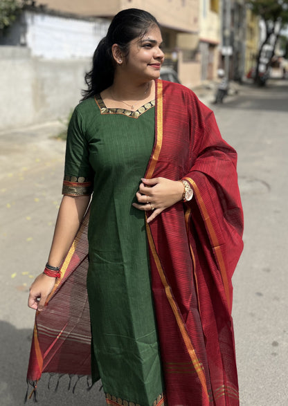 Emerald Grace Top & Dupatta Set