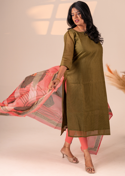 Evergreen Weave Top & dupatta Set