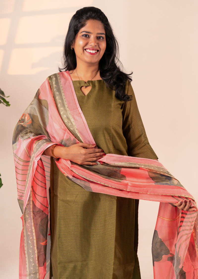 Evergreen Weave Top & dupatta Set