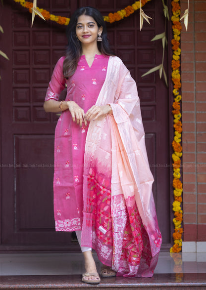 Flaming Petal Top & Dupatta Set