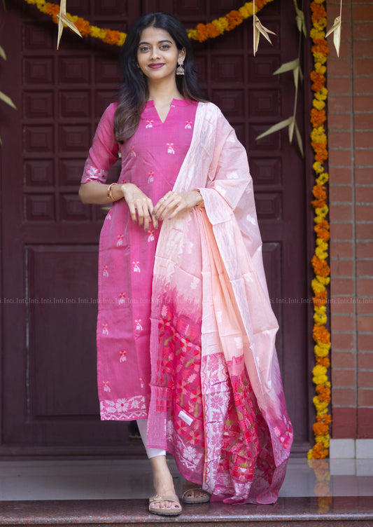 Flaming Petal Top & Dupatta Set