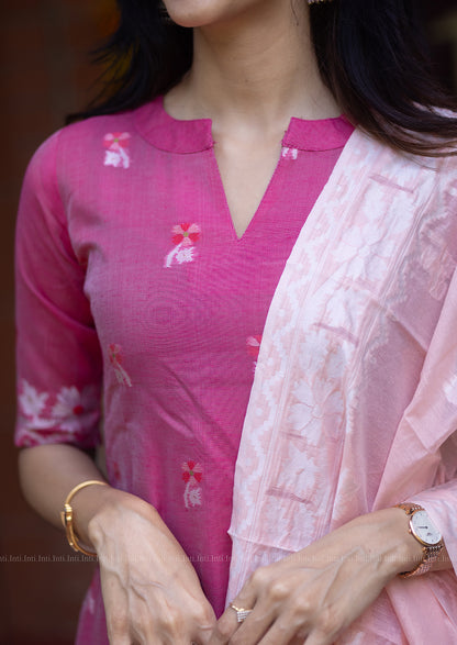 Flaming Petal Top & Dupatta Set