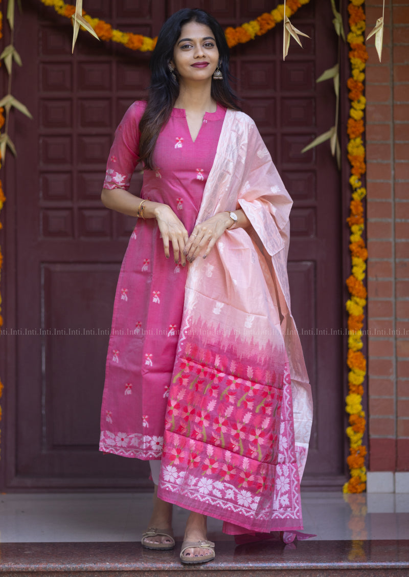 Flaming Petal Top & Dupatta Set