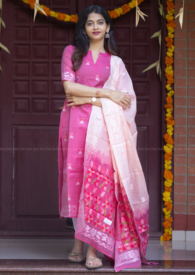 Flaming Petal Top & Dupatta Set